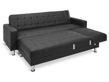Load image into Gallery viewer, Minnesota 5 Seater Sofa Bed Futon with Chaise - Black