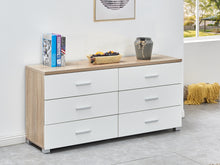 Load image into Gallery viewer, 21879 - Bram Low boy 6 Drawer Chest Dresser - Oak - Betalife