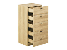 Load image into Gallery viewer, Hekla Tallboy 5 Drawer Chest Dresser - Oak