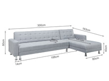 Load image into Gallery viewer, Minnesota 5 Seater Sofa Bed Futon with Chaise - Grey