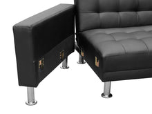 Load image into Gallery viewer, 22083 - Colorado 3 Seater Sofa Bed Futon with Chaise - Black - Betalife