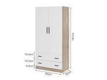Load image into Gallery viewer, Bram 2 Door Wardrobe with 2 Drawers - Oak