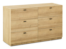 Load image into Gallery viewer, Hekla Low Boy 6 Drawer Chest Dresser - Oak