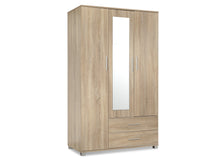 Load image into Gallery viewer, Bram 3 Door Wardrobe Cabinet with Mirror - Oak