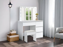 Load image into Gallery viewer, Begonia 2 Piece Dressing Table with Mirror & Stool Set - White