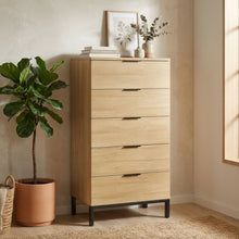 Load image into Gallery viewer, Ocala Tallboy 5 Drawer Chest Dresser - Oak