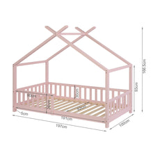 Load image into Gallery viewer, Minto Single Wooden House Bed Frame - Pink
