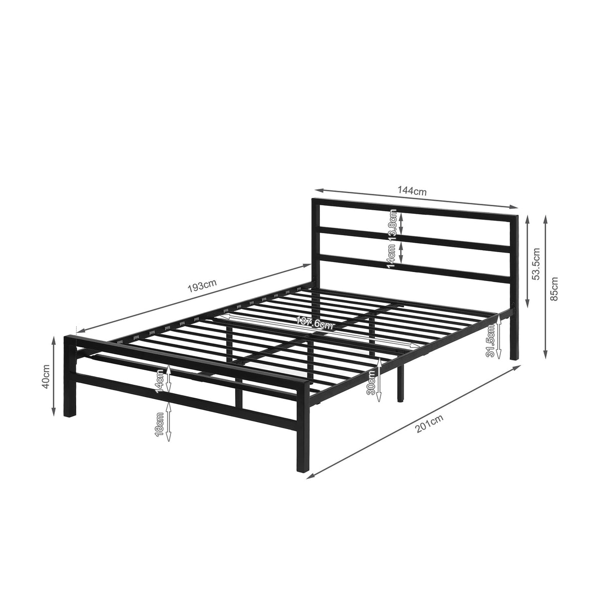 Dowe Double Metal Bed Frame - Black