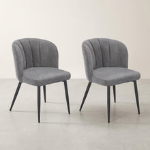Load image into Gallery viewer, Ines Embossed Velvet Dining Chairs - Set of 2 - Dark Grey