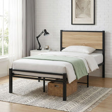 Load image into Gallery viewer, Bella Single Bed Frame - Oak + Black