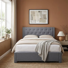 Load image into Gallery viewer, Thornton Queen Fabric Bed Frame with 4 Drawers - Light Grey