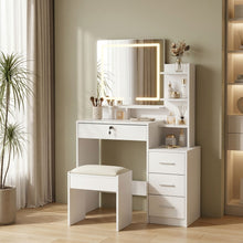 Load image into Gallery viewer, Gardenia 2 Piece Dressing Table with Mirror & Stool Set - White