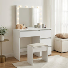 Load image into Gallery viewer, Begonia 2 Piece Dressing Table with Mirror & Stool Set - White