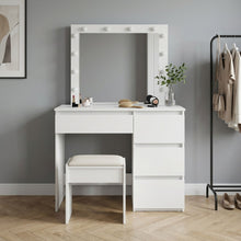 Load image into Gallery viewer, Begonia 2 Piece Dressing Table with Mirror & Stool Set - White