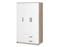 Load image into Gallery viewer, Bram 3 Door Wardrobe Cabinet with 2 Drawers - Oak + White