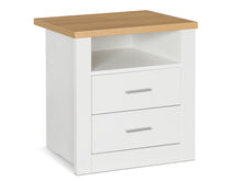 Load image into Gallery viewer, Mateo Wooden Bedside Table - White + Oak