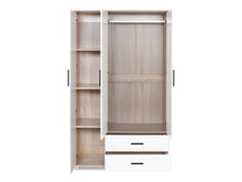 Load image into Gallery viewer, Bram 3 Door Wardrobe Cabinet with 2 Drawers - Oak + White
