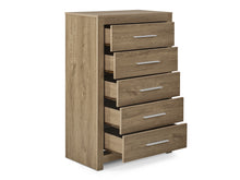 Load image into Gallery viewer, Vicente Wooden Tallboy 5 Drawers - Oak