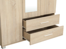 Load image into Gallery viewer, Bram 3 Door Wardrobe Cabinet with Mirror - Oak