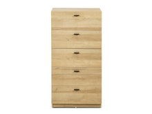 Load image into Gallery viewer, Hekla Tallboy 5 Drawer Chest Dresser - Oak