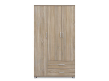 Load image into Gallery viewer, Bram 3 Door Wardrobe Cabinet with 2 Drawers - Oak