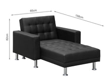 Load image into Gallery viewer, 22083 - Colorado 3 Seater Sofa Bed Futon with Chaise - Black - Betalife