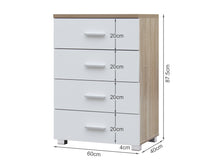 Load image into Gallery viewer, Bram Tallboy 4 Drawer Chest Dresser - Oak