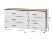 Load image into Gallery viewer, 21879 - Bram Low boy 6 Drawer Chest Dresser - Oak - Betalife