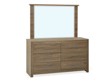 Load image into Gallery viewer, Vicente Low Boy 6 Drawers Chest Dresser with Mirror - Oak