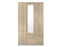 Load image into Gallery viewer, Bram 3 Door Wardrobe Cabinet with Mirror - Oak
