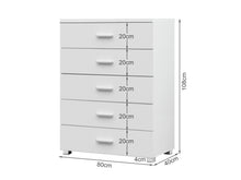 Load image into Gallery viewer, Bram Tallboy 5 Drawer Chest Dresser - White
