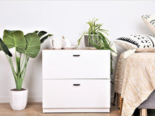 Load image into Gallery viewer, Hekla Wooden Bedside Table Nightstand with 2 Drawers - White