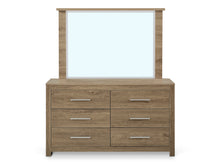 Load image into Gallery viewer, Vicente Low Boy 6 Drawers Chest Dresser with Mirror - Oak