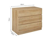 Load image into Gallery viewer, Harris 3 Drawers Tallboy - Oak