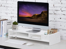 Load image into Gallery viewer, 2 Tier Monitor Stand Riser - White Storage Organizer