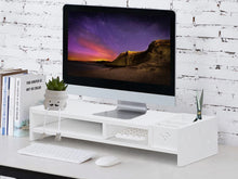 Load image into Gallery viewer, 2 Tier Monitor Stand Riser - White Storage Organizer