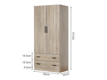 Load image into Gallery viewer, Bram 2 Door Wardrobe with 2 Drawers - Maple