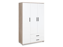 Load image into Gallery viewer, Bram 3 Door Wardrobe Cabinet with 2 Drawers - Oak + White
