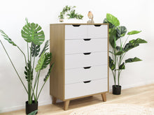 Load image into Gallery viewer, Schertz Wooden Tallboy 6 Drawers - Oak