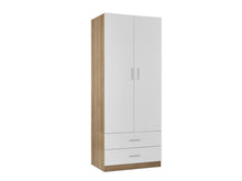 Load image into Gallery viewer, 22582 - Harris 2 Door Wardrobe with Drawers - Oak + White - Betalife
