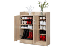 Load image into Gallery viewer, Maui 2 Door Shoe Cabinet Storage Rack - Oak