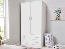 Load image into Gallery viewer, Bram 2 Door Wardrobe with 2 Drawers - White