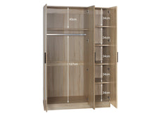 Load image into Gallery viewer, Bram 3 Door Wardrobe Cabinet - Oak