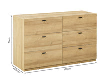 Load image into Gallery viewer, Hekla Low Boy 6 Drawer Chest Dresser - Oak