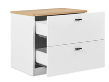 Load image into Gallery viewer, Hekla Wooden Bedside Table Nightstand with 2 Drawers - White