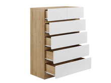 Load image into Gallery viewer, Harris 6 Drawers Tallboy - Oak + White