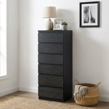 Load image into Gallery viewer, Tongass Wooden 6 Drawers Slim Tallboy - Black