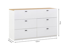 Load image into Gallery viewer, Hekla Low Boy 6 Drawer Chest Dresser - White