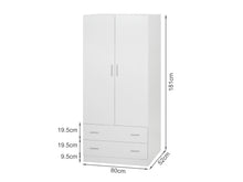 Load image into Gallery viewer, Bram 2 Door Wardrobe with 2 Drawers - White
