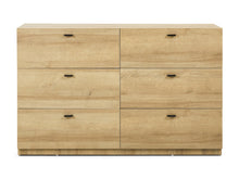 Load image into Gallery viewer, Hekla Low Boy 6 Drawer Chest Dresser - Oak